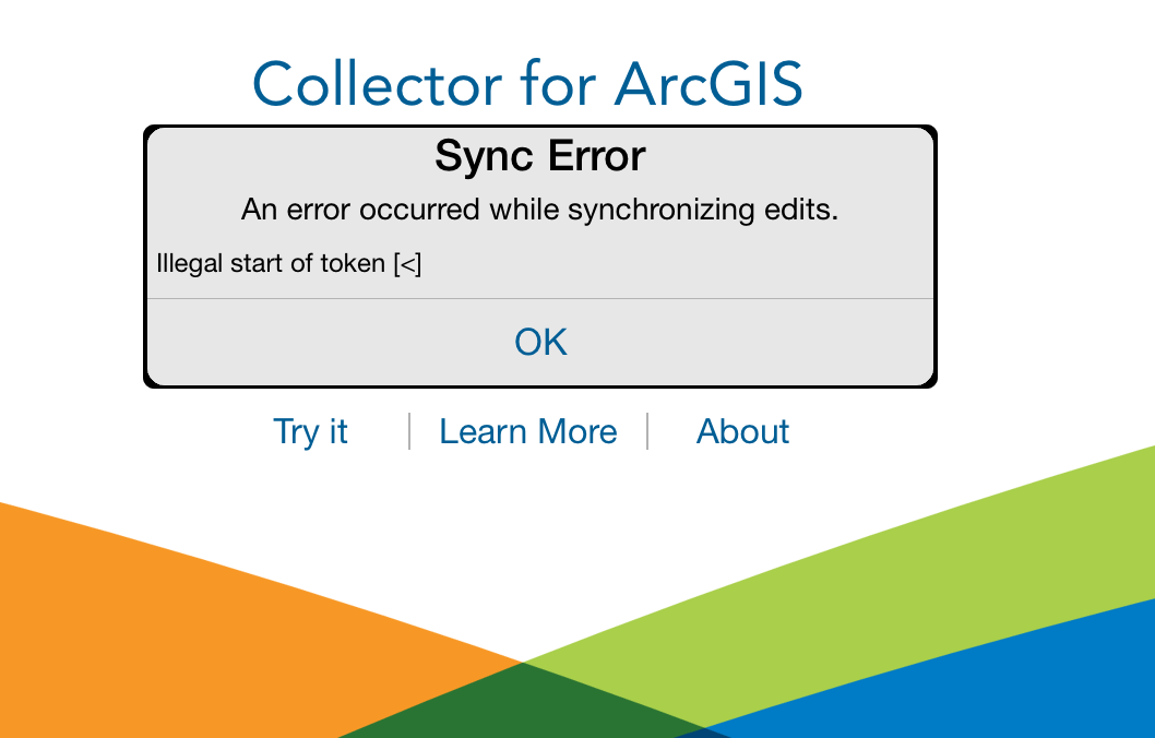ArcGIS Collector Illegal Start of Token